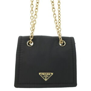 Prada Black Tessuto Nylon Chain Flap Shoulder Bag